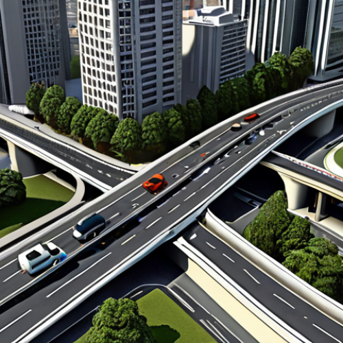 Home 15 **Creating new roads to reduce traffic jams in a city.** (Focus: Urban planning, GIS data visualization showing traffic flow and proposed road construction.)