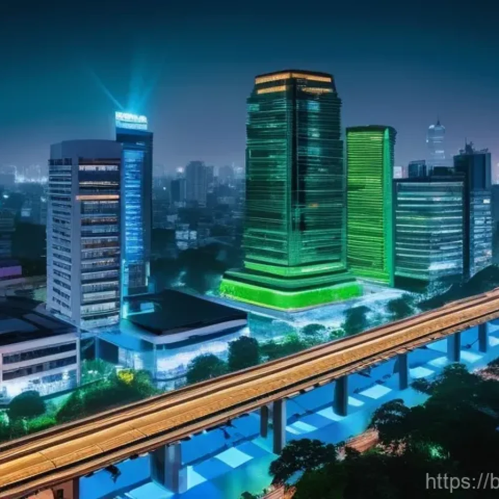 GIS 경력 개발 - **Prompt:** A vibrant, futuristic cityscape of Dhaka, Bangladesh, at dusk. Skyscrapers are illuminat...