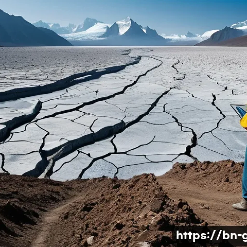 지리학적 연구 사례 - **Prompt: "A dynamic scene illustrating the dual impact of climate change and advanced geographical ...
