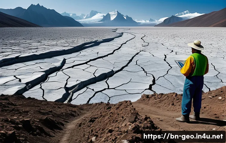 지리학적 연구 사례 - **Prompt: "A dynamic scene illustrating the dual impact of climate change and advanced geographical ...
