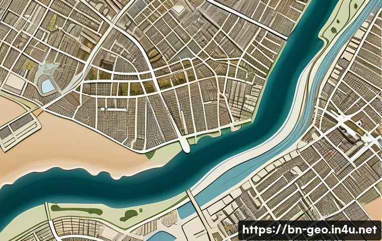 지리학 데이터 모델링 - A detailed vector GIS data model visualization showing categorized geographic features including poi...
