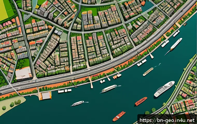 지리학 연구 방법론 - A detailed digital map showcasing urban land use analysis in a Bengali city, featuring colorful GIS ...